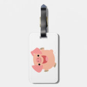 Cute Merry Cartoon Pig Bagagelabel (Achterkant verticaal)