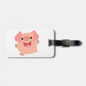Cute Merry Cartoon Pig Bagagelabel (Achterkant horizontaal)