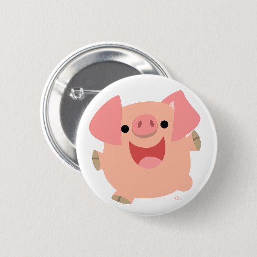 Cute Merry Cartoon Pig Button Badge (Voorkant /achterkant)