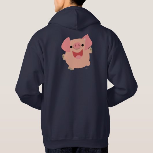 Cute Merry Cartoon Pig Hooded Sweatshirt (Achterkant)