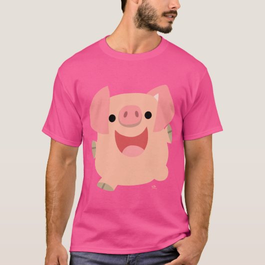 Cute Merry Cartoon Pig T-Shirt (Voorkant)