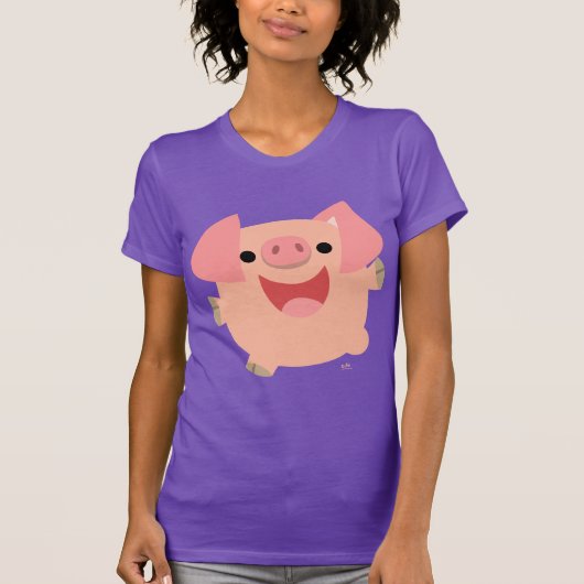 Cute Merry Cartoon Pig Women T-Shirt (Voorkant)
