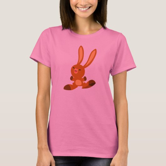 Cute Merry Cartoon Rabbit Women T-Shirt (Voorkant)