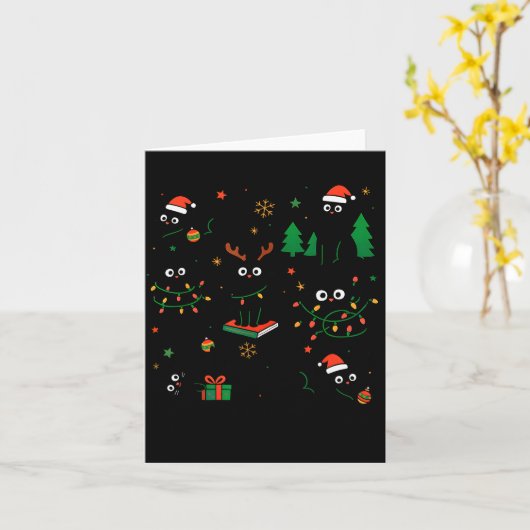 Cute Merry Catmas Cat Lover Christmas Light Pajama Kaart (Gele Bloem)