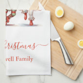 Cute merry christmas 3 elves family name theedoek (Quarter Fold)