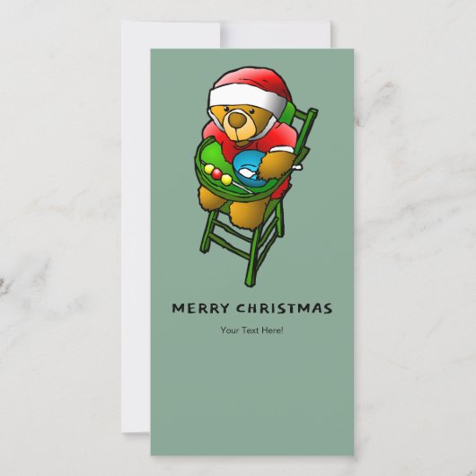 Cute Merry Christmas from Teddy Bear Feestdagenkaart (Voorkant)