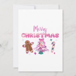 Cute Merry Christmas Gingerbread and Candy Design Kaart