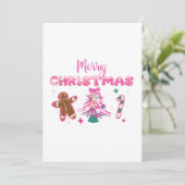 Cute Merry Christmas Gingerbread and Candy Design Kaart (Staand voorkant)