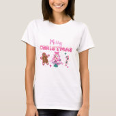 Cute Merry Christmas Gingerbread and Candy Design T-shirt (Voorkant)