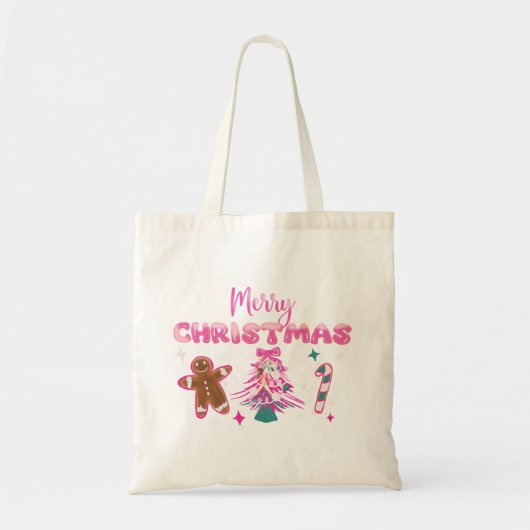 Cute Merry Christmas Gingerbread and Candy Design Tote Bag (Voorkant)