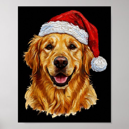 Cute Merry Christmas Golden Retriever Dog Christma Poster (Voorkant)