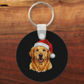 Cute Merry Christmas Golden Retriever Dog Christma Sleutelhanger (Voorkant)