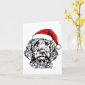 Cute Merry Christmas Goldendoodle Santa Christmas  Kaart (Gele Bloem)