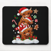 Cute Merry Christmas Highland Cow Christmas Santa  Muismat (Voorkant)
