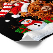 Cute Merry Christmas Highland Cow Christmas Santa  Poster (Hoek)