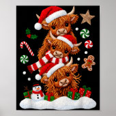 Cute Merry Christmas Highland Cow Christmas Santa  Poster (Voorkant)