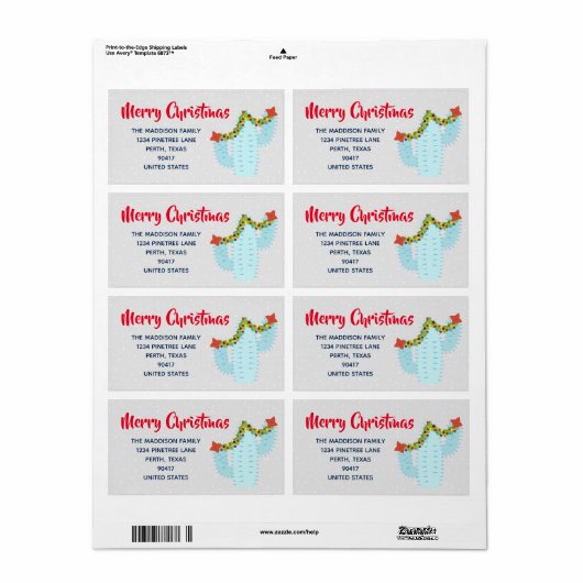 Cute Merry Christmas Holiday Cacti Cactus Address Etiket (Full Sheet)