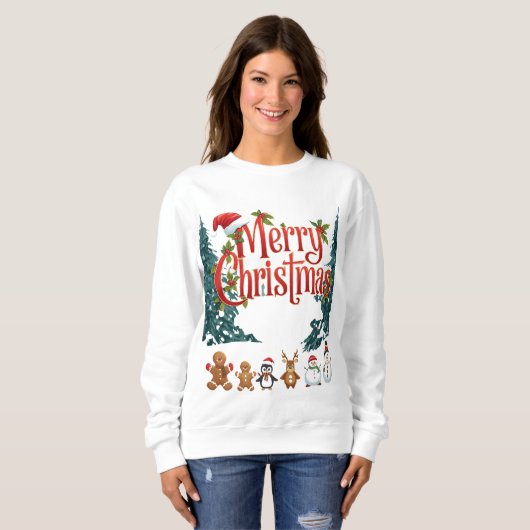 Cute Merry Christmas Holiday Sweater Design (Voorkant volledig)