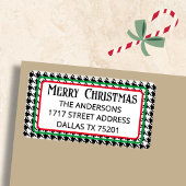 Cute Merry Christmas Houndstooth Address Label