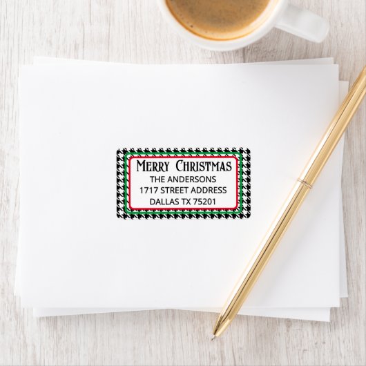 Cute Merry Christmas Houndstooth Address Label (Insitu)