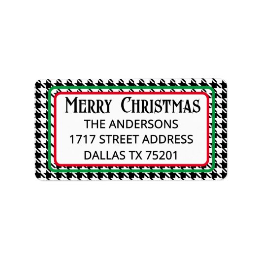 Cute Merry Christmas Houndstooth Address Label (Voorkant)