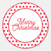 Cute Merry Christmas Red Polka Dots Ronde Sticker (Voorkant)