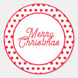 Cute Merry Christmas Red Polka Dots Ronde Sticker