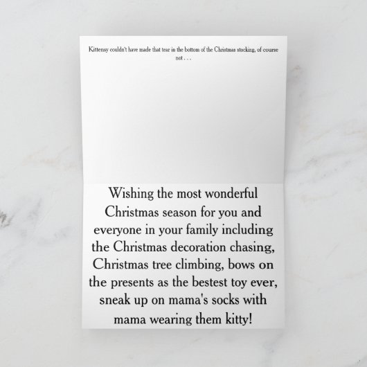 Cute Merry Christmas Tree Kitten Feestdagen Kaart (Binnen)