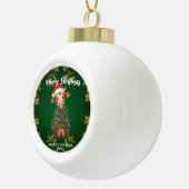 Cute merry Cow Christmas tree calf ox Xmas pattern Keramische Bal Ornament (Rechts)