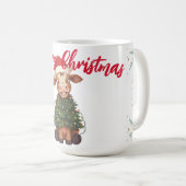 Cute merry Cow Christmas tree calf ox Xmas pattern Koffiemok (Voorkant rechts)