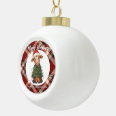 Cute merry Cow Christmas tree calf ox Xmas plaid Keramische Bal Ornament (Rechts)