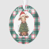 Cute merry Cow Christmas tree calf ox Xmas plaid Ornament (voorkant)