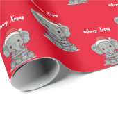 Cute merry elephant Christmas tree zoo safari Xmas Cadeaupapier (Rol Hoek)