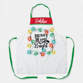 Cute Merry en Bright Holiday Lights Kerstmis Schort (Voorkant)