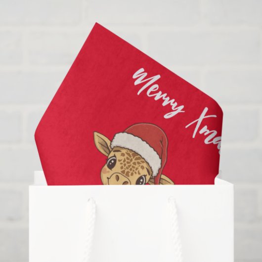 Cute merry giraffe Christmas tree zoo safari Xmas  Tissuepapier (Cadeauzakje)