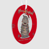 Cute merry Hippo christmas tree zoo safari Xmas Ornament (voorkant)
