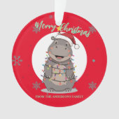 Cute merry Hippo christmas tree zoo safari Xmas Ornament (voorkant)