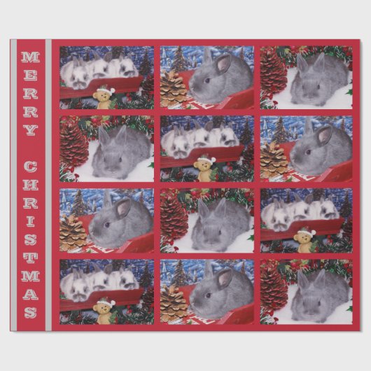 Cute Merry kerst Bunny Rabbit Cadeaupapier (Vlak)