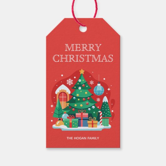 Cute Merry kerst Cadeaulabel (Voorkant)