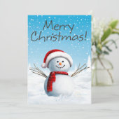 Cute Merry kerst Cheerful Snowman Feestdagenkaart (Staand voorkant)