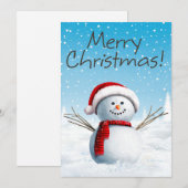 Cute Merry kerst Cheerful Snowman Feestdagenkaart (Voorkant / Achterkant)