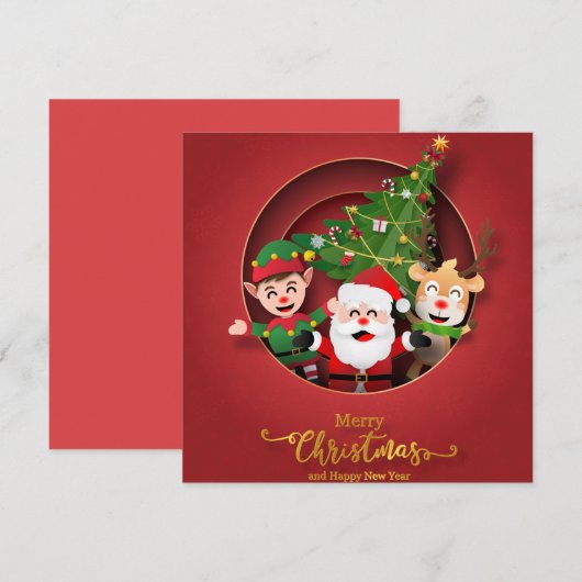 Cute Merry kerst Feestdagenkaart (Voorkant / Achterkant)