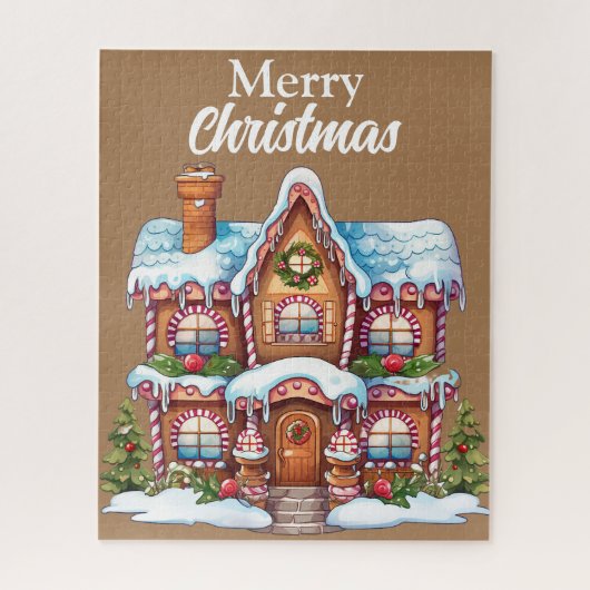 Cute Merry kerst Gingerbrood House Legpuzzel (Verticaal)