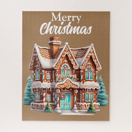 Cute Merry kerst Gingerbrood House Legpuzzel (Verticaal)
