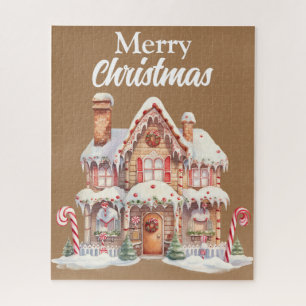 Cute Merry kerst Gingerbrood House Legpuzzel