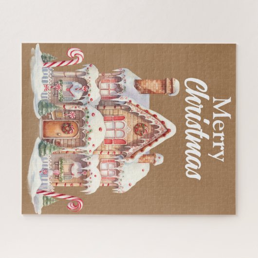 Cute Merry kerst Gingerbrood House Legpuzzel (Horizontaal)