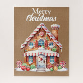 Cute Merry kerst Gingerbrood House Legpuzzel (Verticaal)