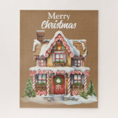 Cute Merry kerst Gingerbrood House Legpuzzel (Verticaal)