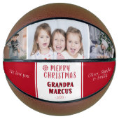 Cute Merry kerst Grandpa 3 Photo Collage Basketbal (Voorkant)