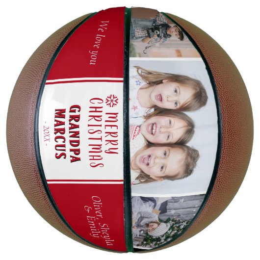 Cute Merry kerst Grandpa 3 Photo Collage Basketbal (Verticaal)
